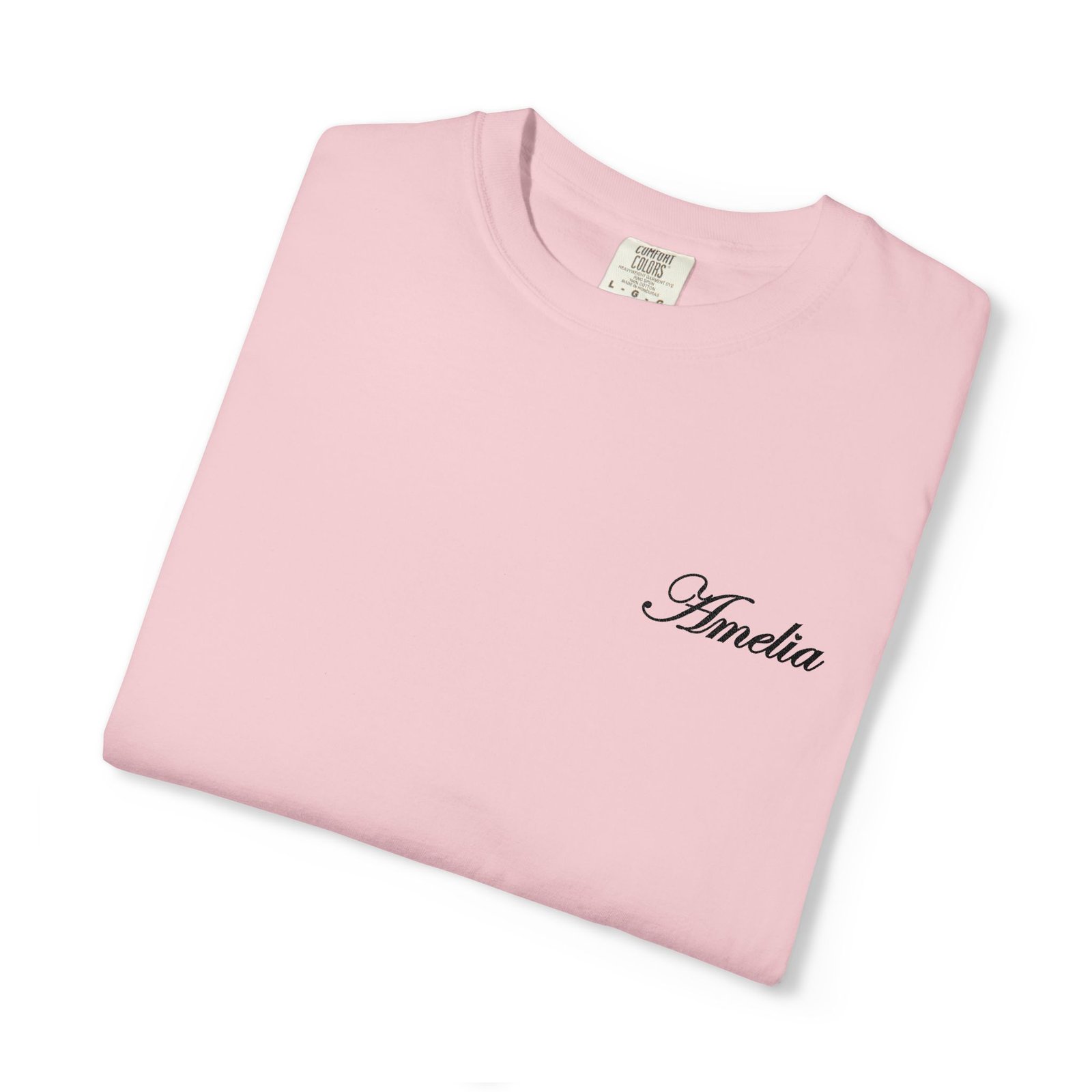 Script Name Chest T-Shirt — 'Amelia' Minimalist Embroidered Style - Image 8