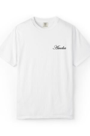 Script Name Chest T-Shirt — 'Amelia' Minimalist Embroidered Style
