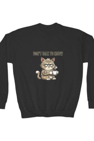Youth Crewneck Sweatshirt — 'Don't Talk to Meow' Grumpy Cat Graphic