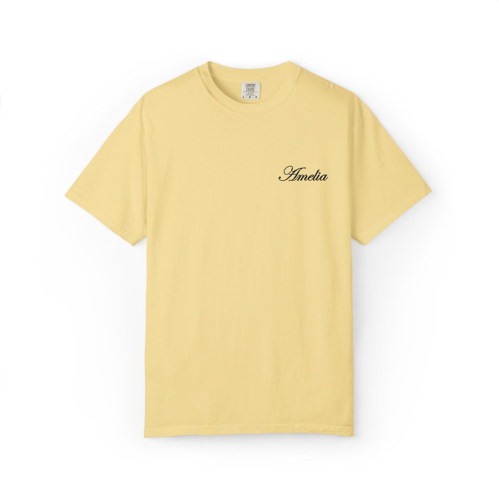 Script Name Chest T-Shirt — 'Amelia' Minimalist Embroidered Style - Image 4