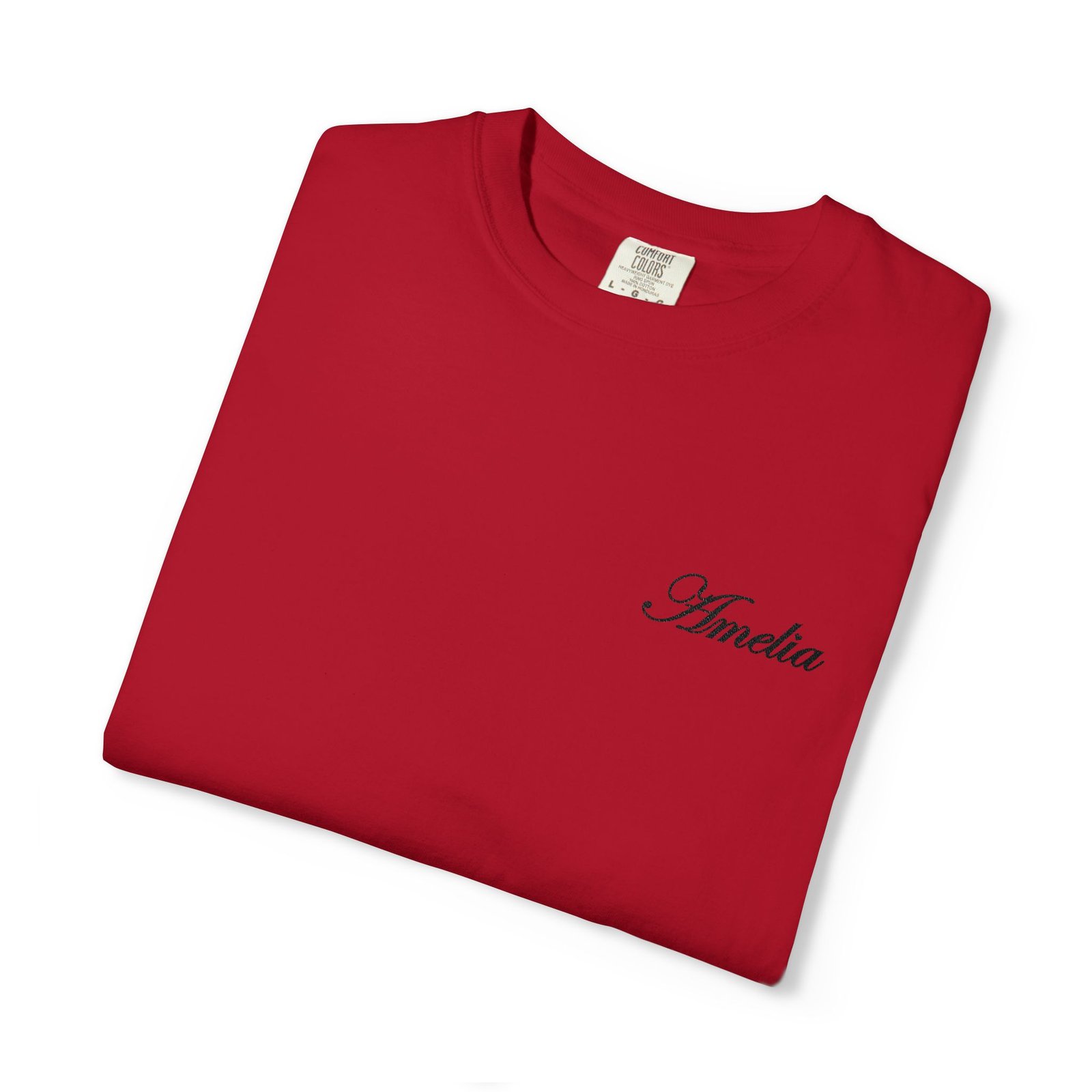 Script Name Chest T-Shirt — 'Amelia' Minimalist Embroidered Style - Image 14