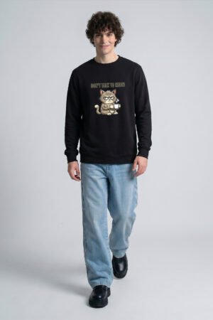 Youth Crewneck Sweatshirt — 'Don't Talk to Meow' Grumpy Cat Graphic