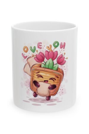 Cute Tulip Planter "Love You" Ceramic Mug – 11oz/15oz