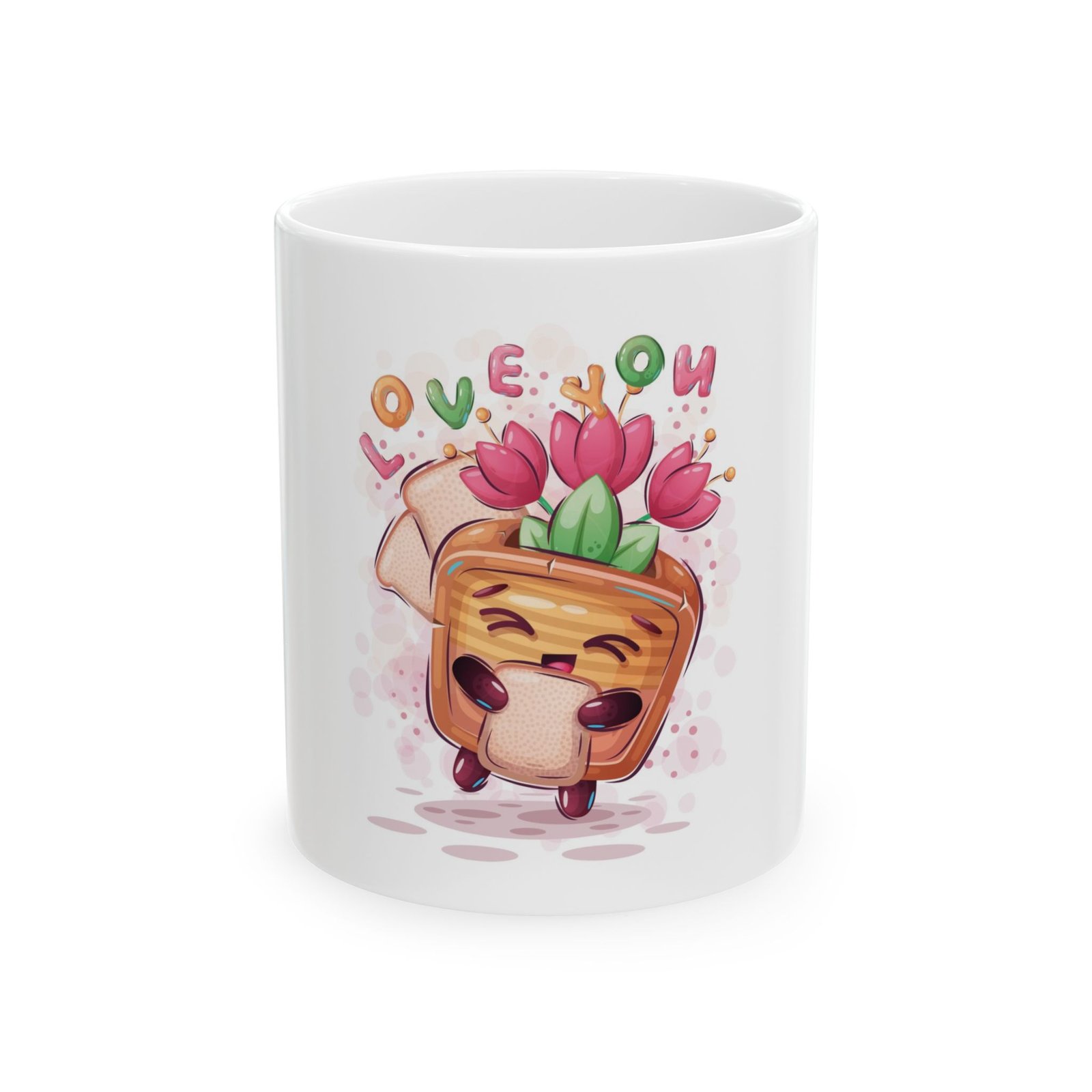 Cute Tulip Planter "Love You" Ceramic Mug – 11oz/15oz