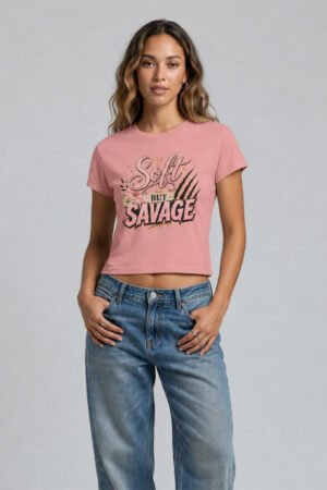 Soft But Savage Boxy Tee — Feminine Floral Graphic T-Shirt