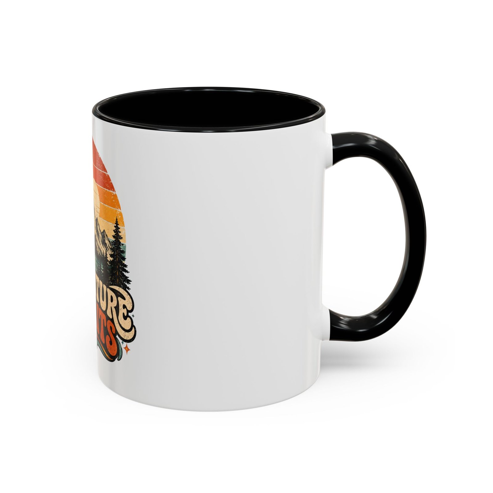 Adventure Awaits Coffee Mug — Retro Mountain Camping Design - Image 2