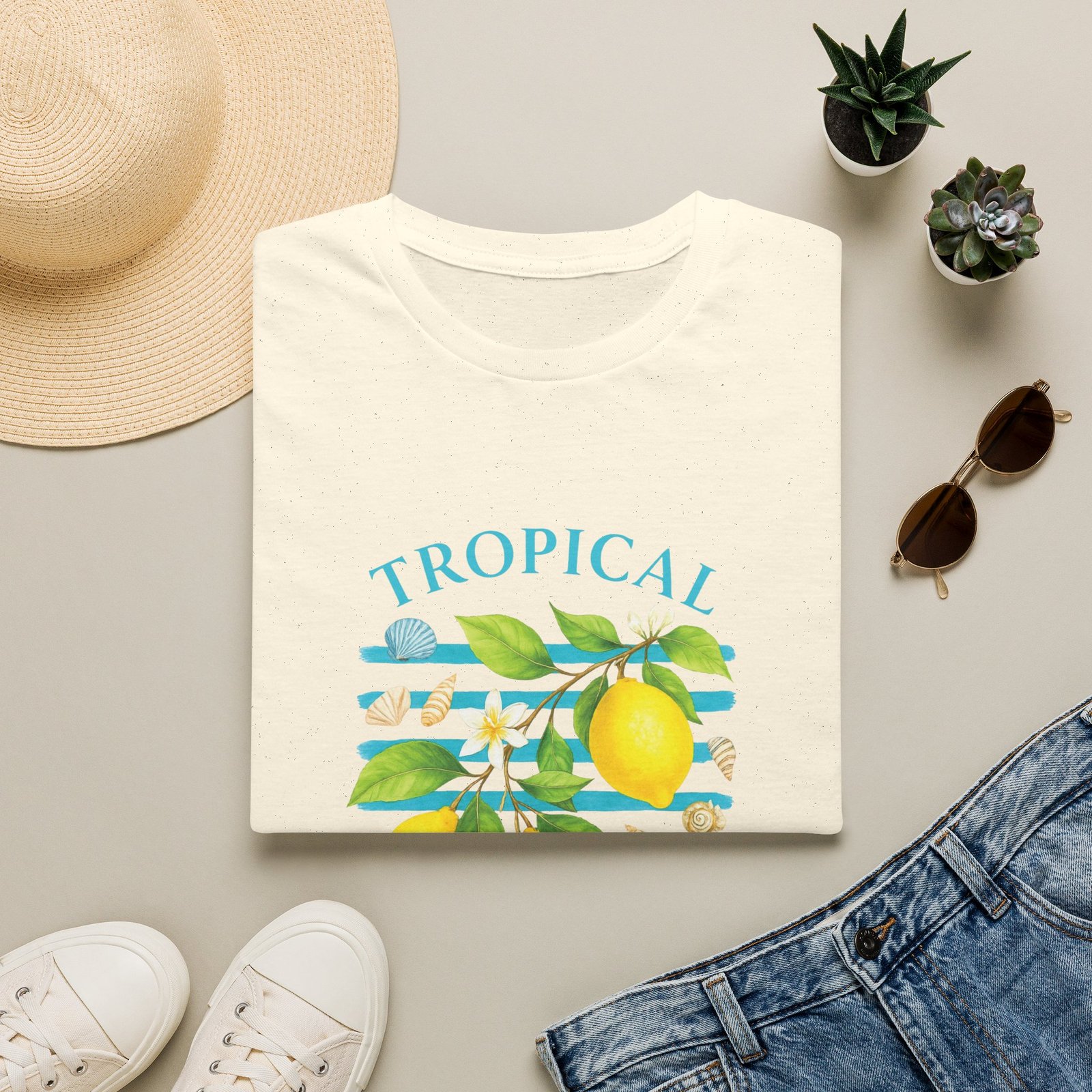 Tropical Lemon T-Shirt — Bright Coastal Graphic Tee - Image 4