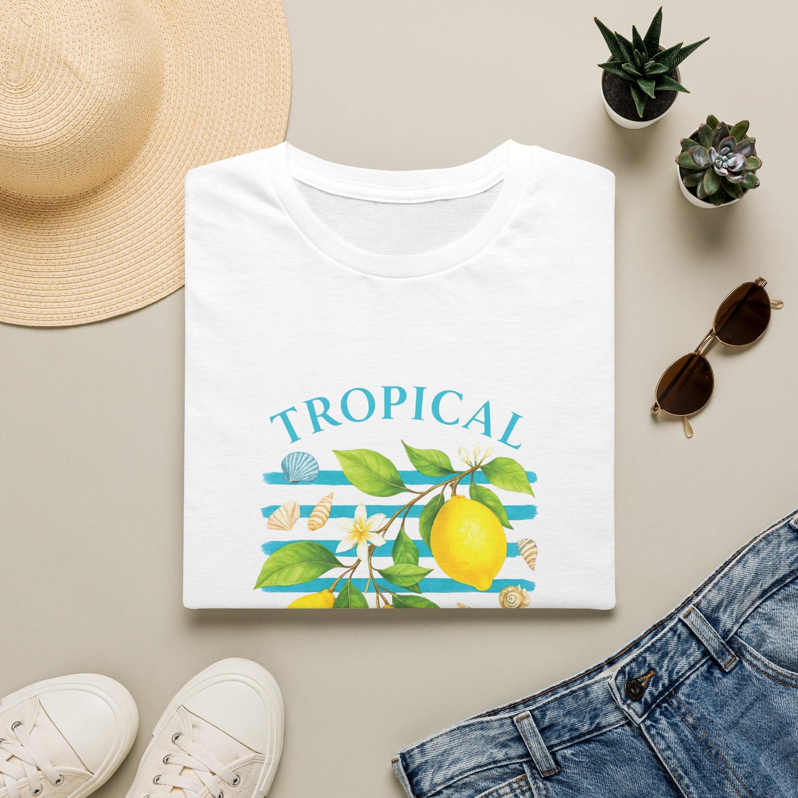 Tropical Lemon T-Shirt — Bright Coastal Graphic Tee - Image 2