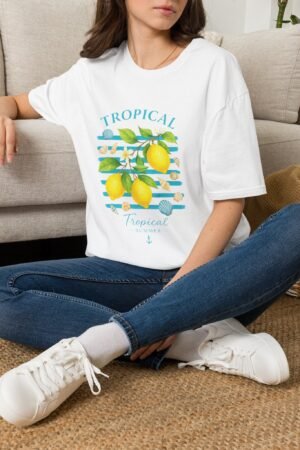 Tropical Lemon T-Shirt — Bright Coastal Graphic Tee