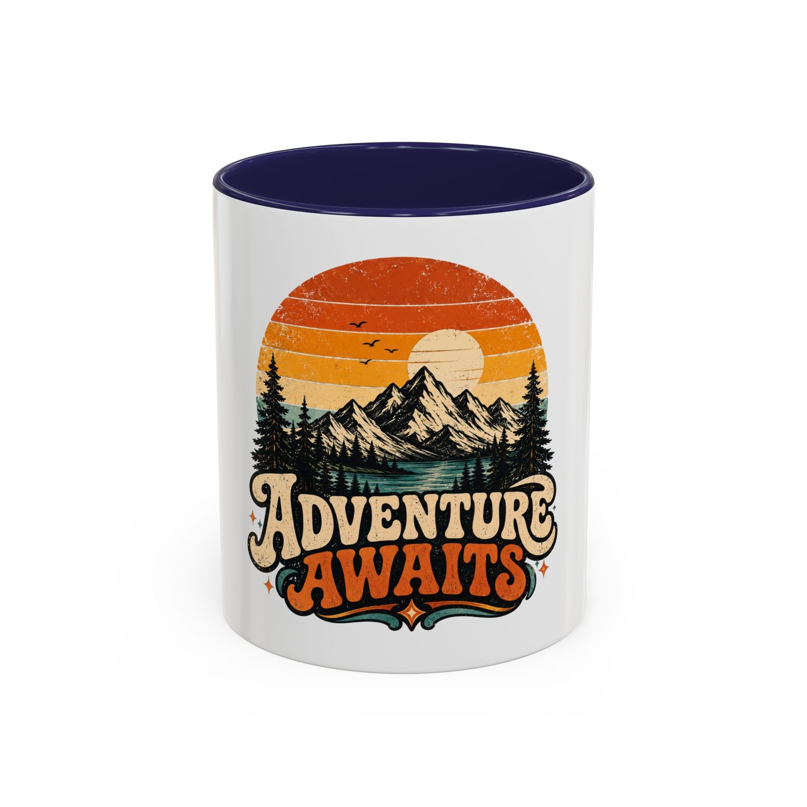 Adventure Awaits Coffee Mug — Retro Mountain Camping Design - Image 3
